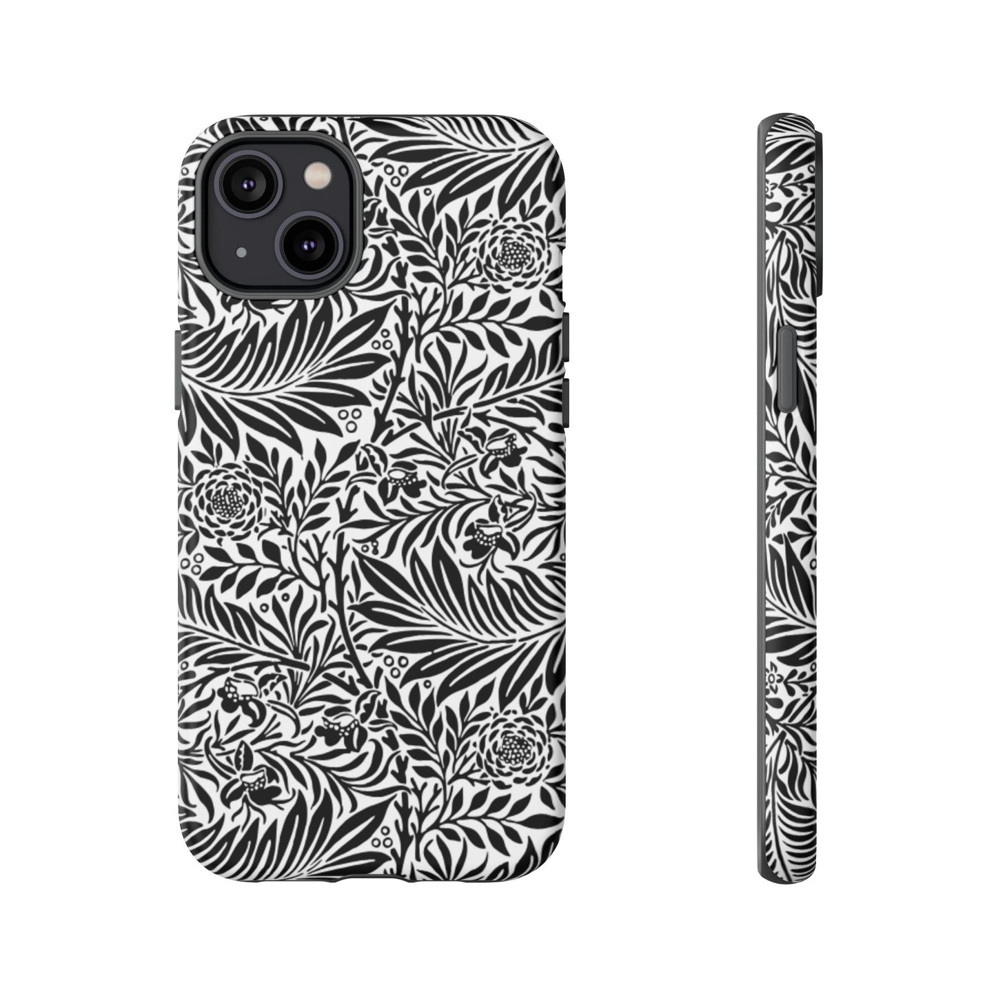 Black and White Botanical Floral Tough Phone Case