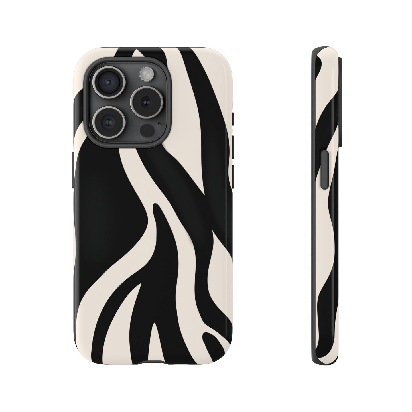 "Monochrome Waves: Zebra-Inspired Elegance Tough Case"