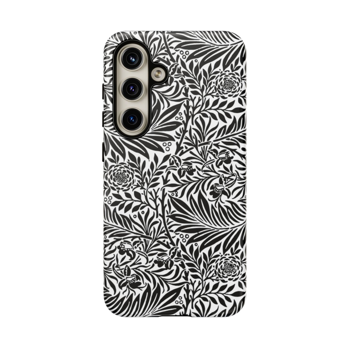 Black and White Botanical Floral Tough Phone Case