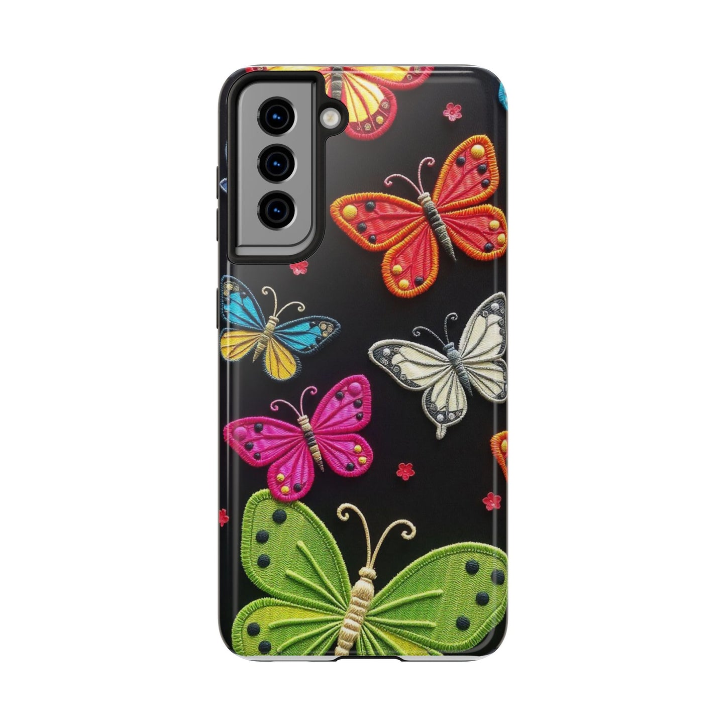 Vibrant Embroidered Butterflies Phone Case