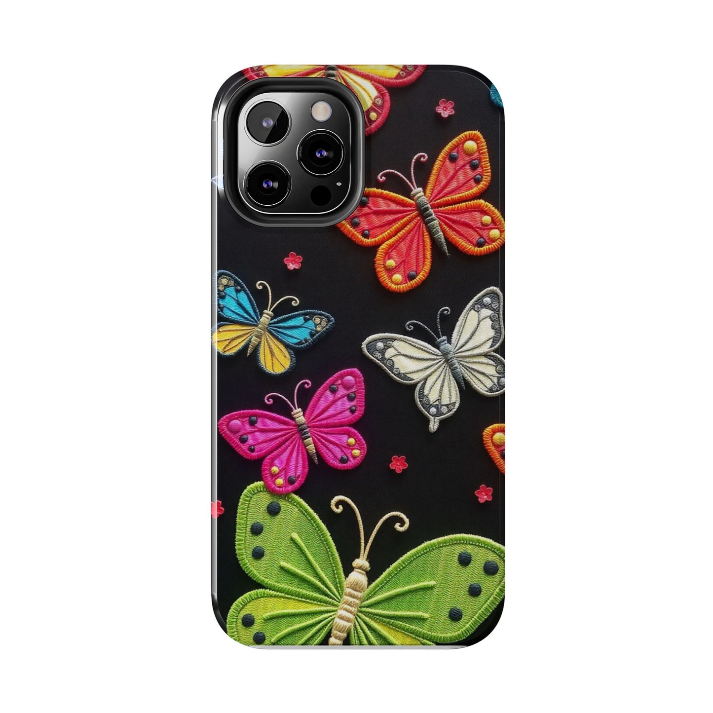 Vibrant Embroidered Butterflies Phone Case