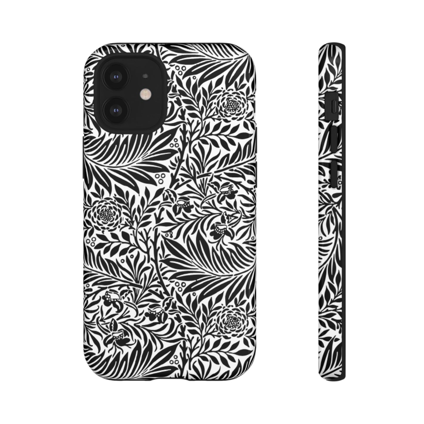 Black and White Botanical Floral Tough Phone Case