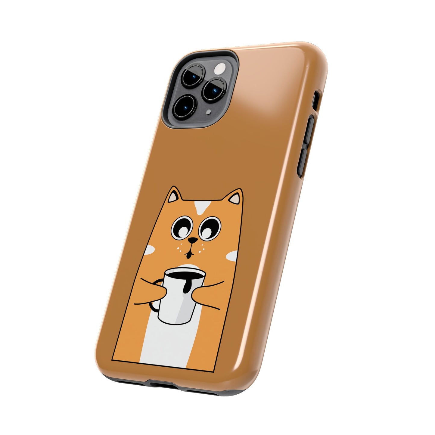 "Coffee Cat Tough Phone Case - Cute & Caffeinated Design"