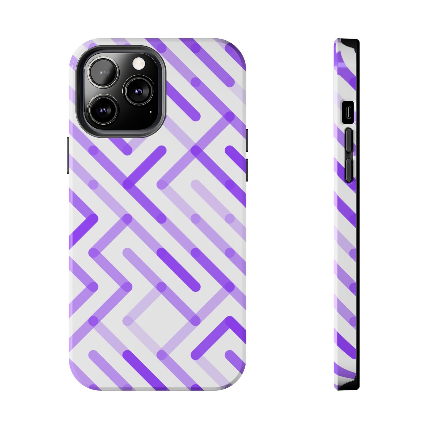 Purple Geometric Maze Tough Phone Case