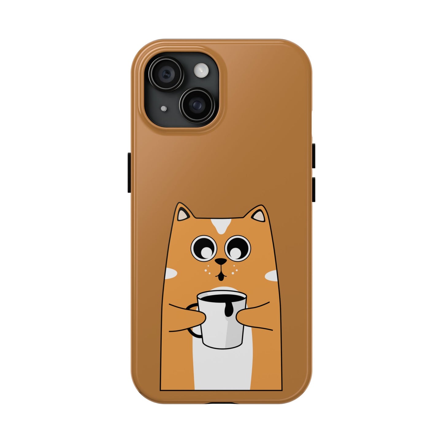 "Coffee Cat Tough Phone Case - Cute & Caffeinated Design"