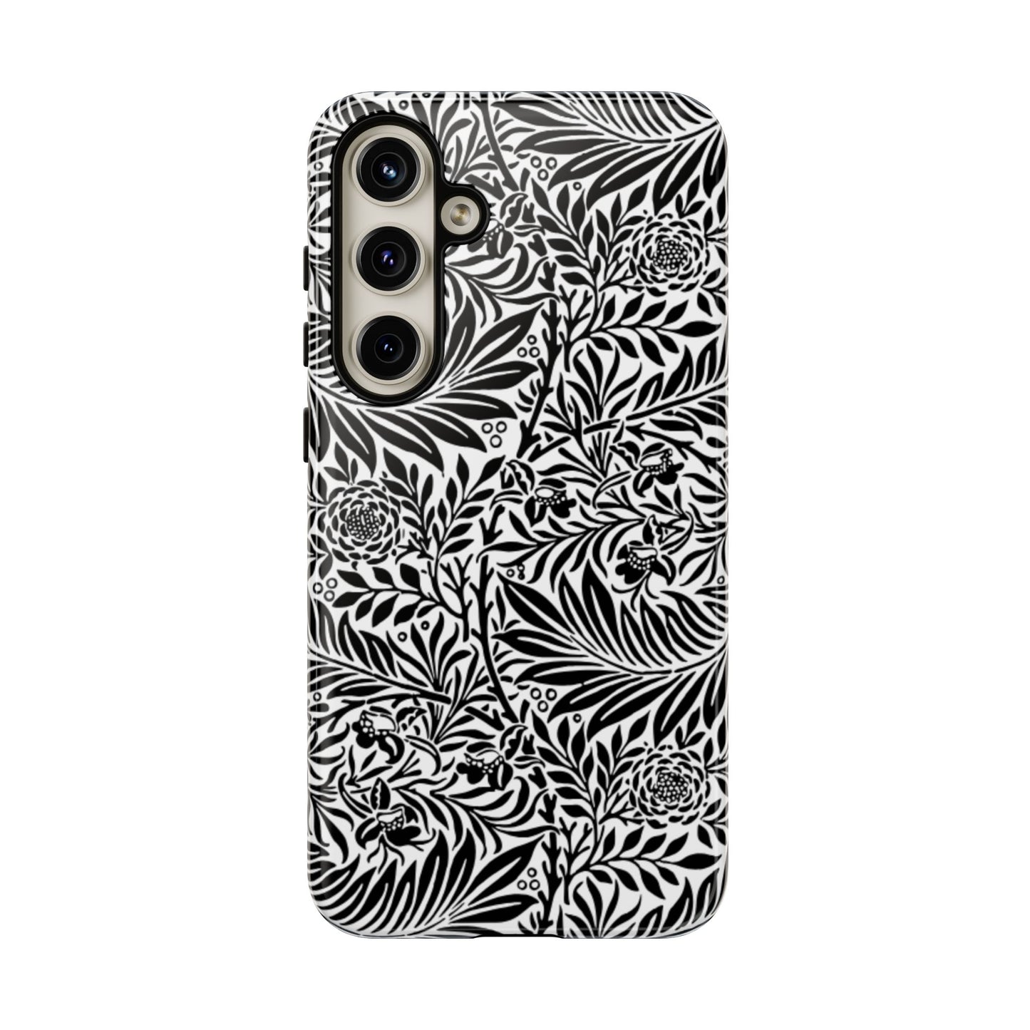 Black and White Botanical Floral Tough Phone Case