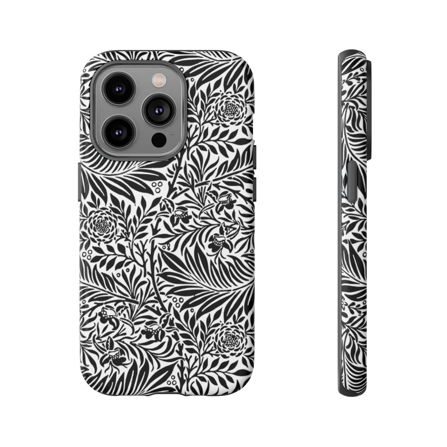 Black and White Botanical Floral Tough Phone Case