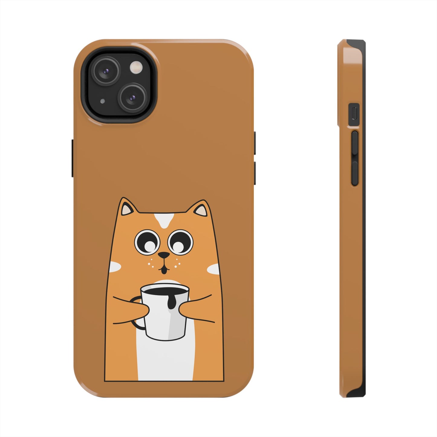 "Coffee Cat Tough Phone Case - Cute & Caffeinated Design"