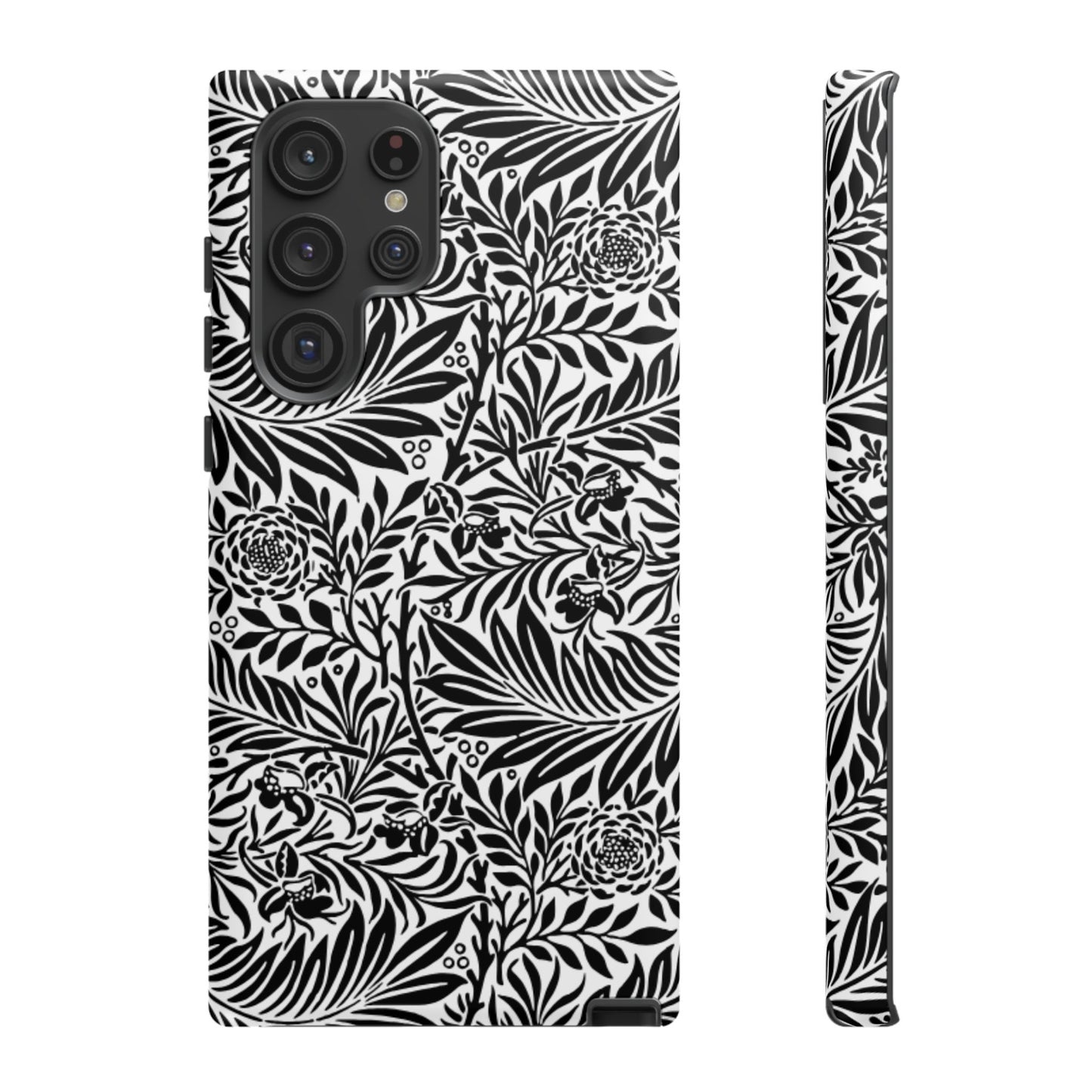 Black and White Botanical Floral Tough Phone Case