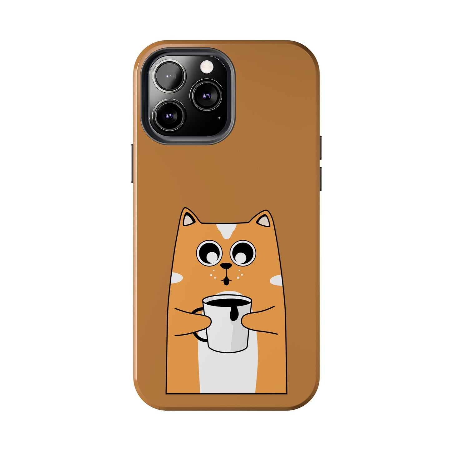 "Coffee Cat Tough Phone Case - Cute & Caffeinated Design"