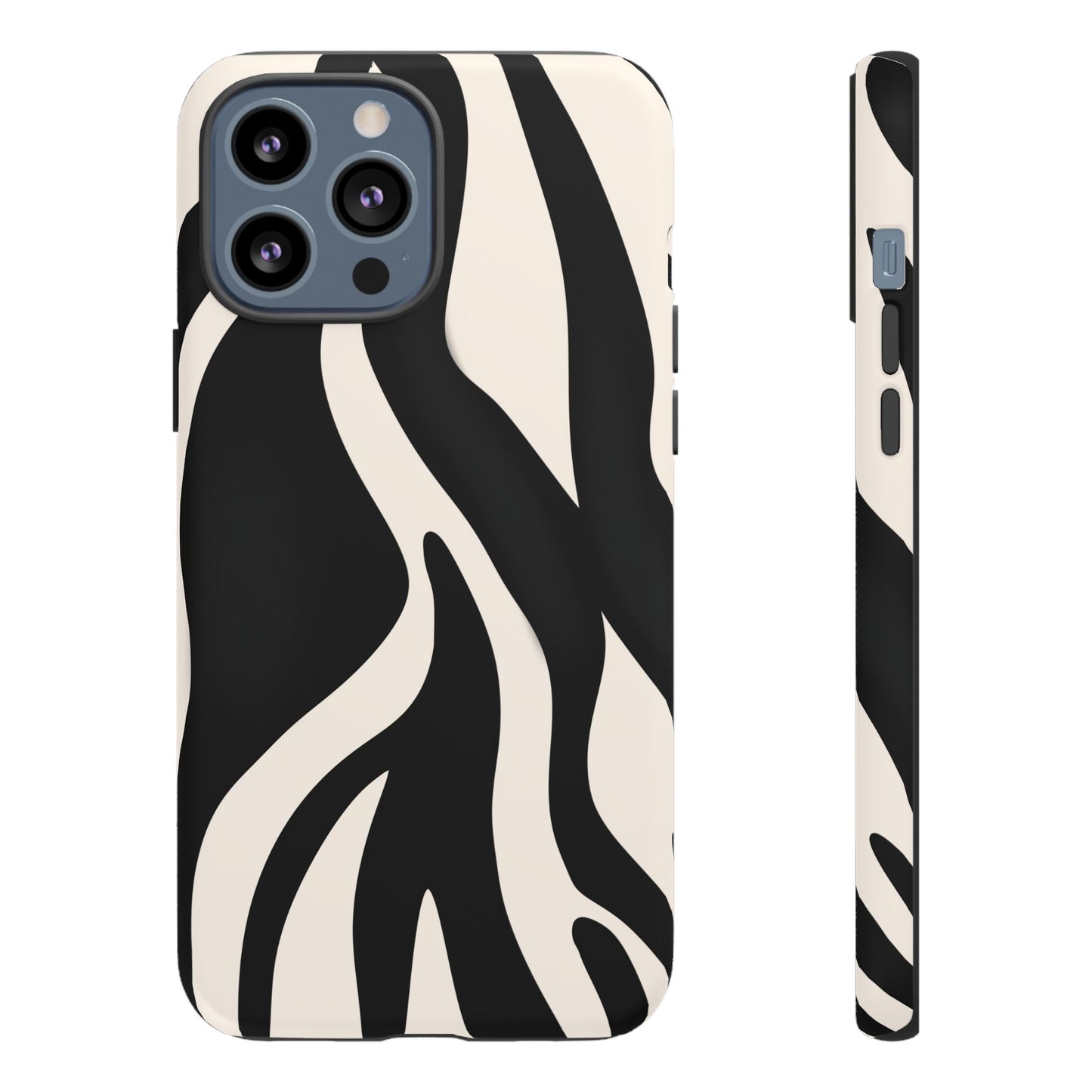 "Monochrome Waves: Zebra-Inspired Elegance Tough Case"