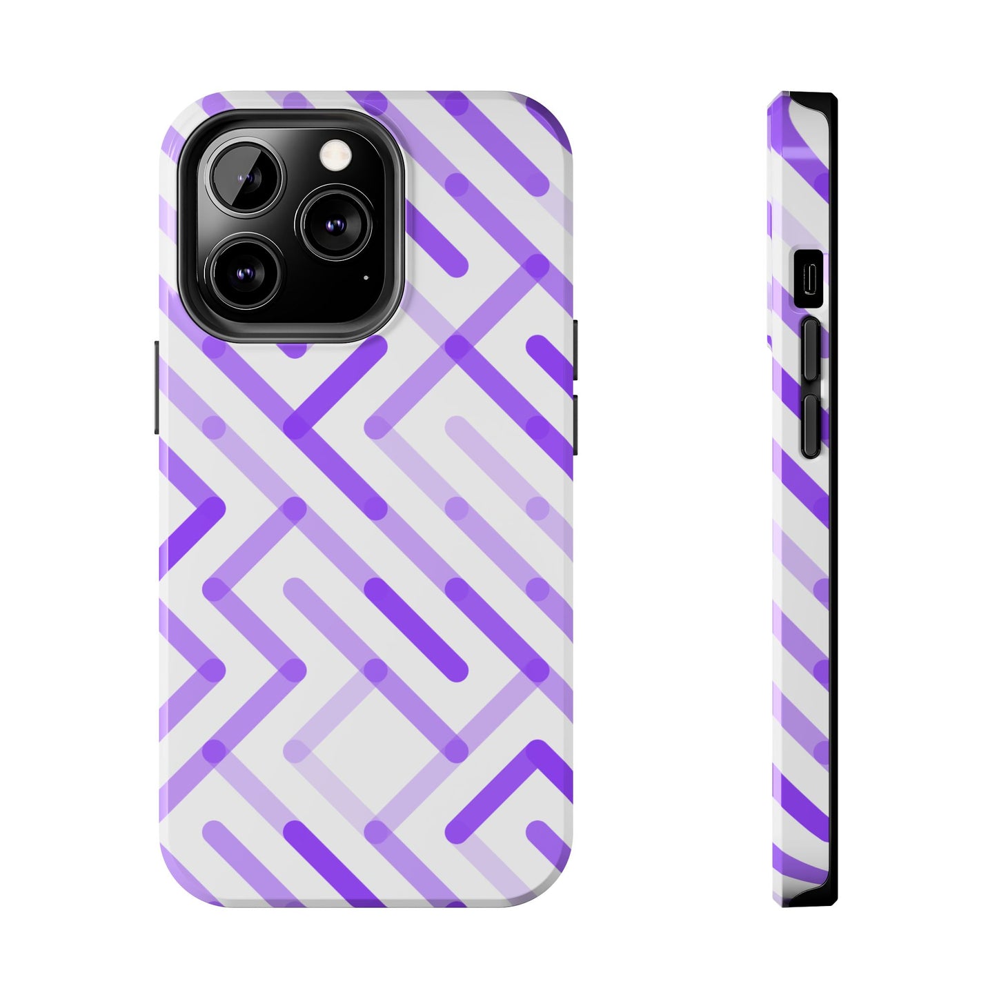 Purple Geometric Maze Tough Phone Case