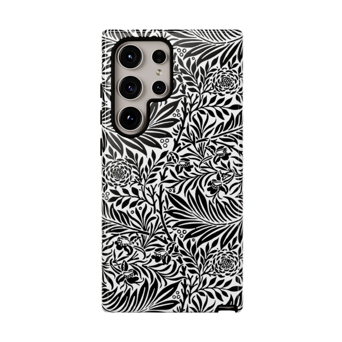 Black and White Botanical Floral Tough Phone Case