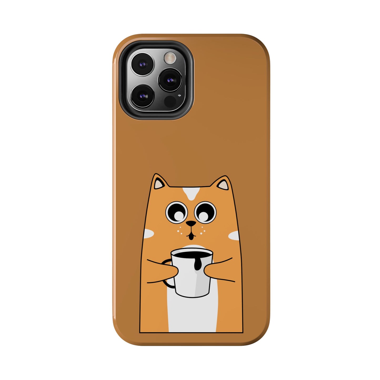 "Coffee Cat Tough Phone Case - Cute & Caffeinated Design"