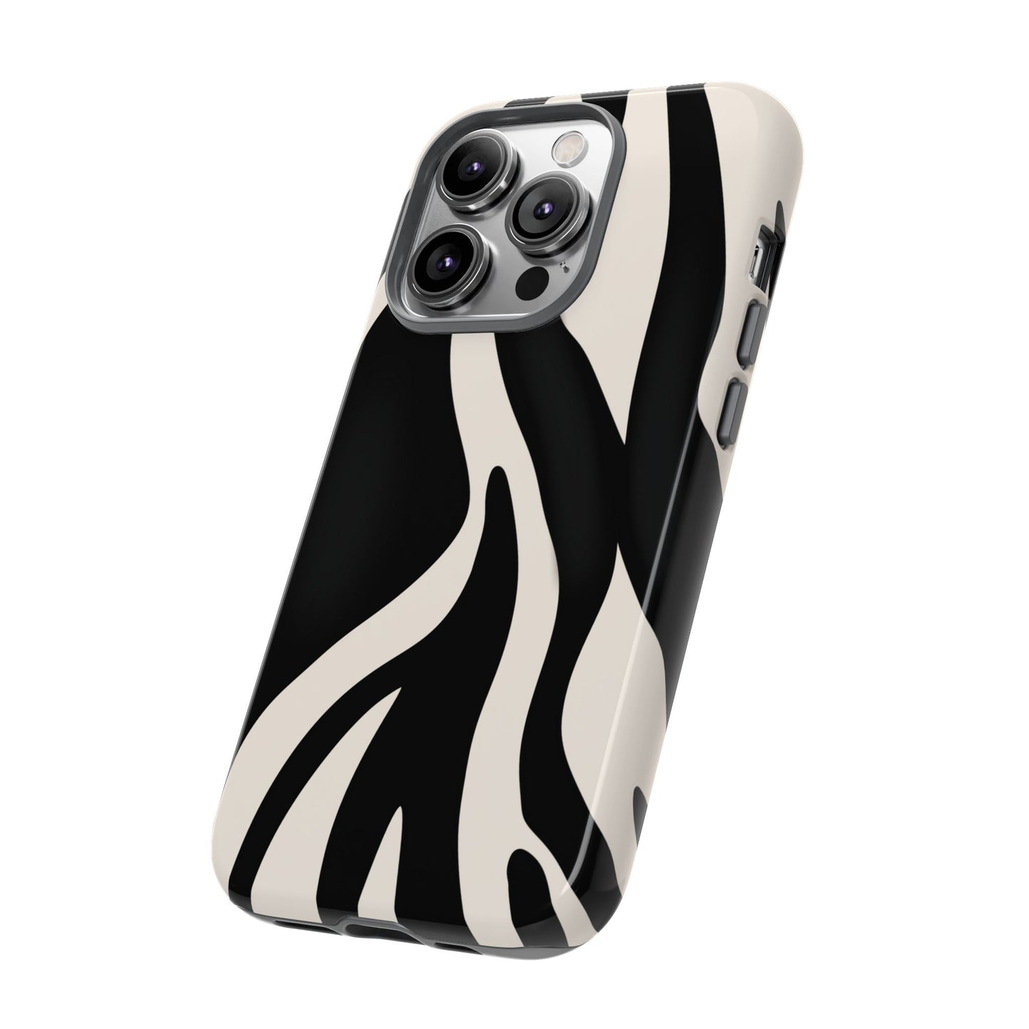 "Monochrome Waves: Zebra-Inspired Elegance Tough Case"