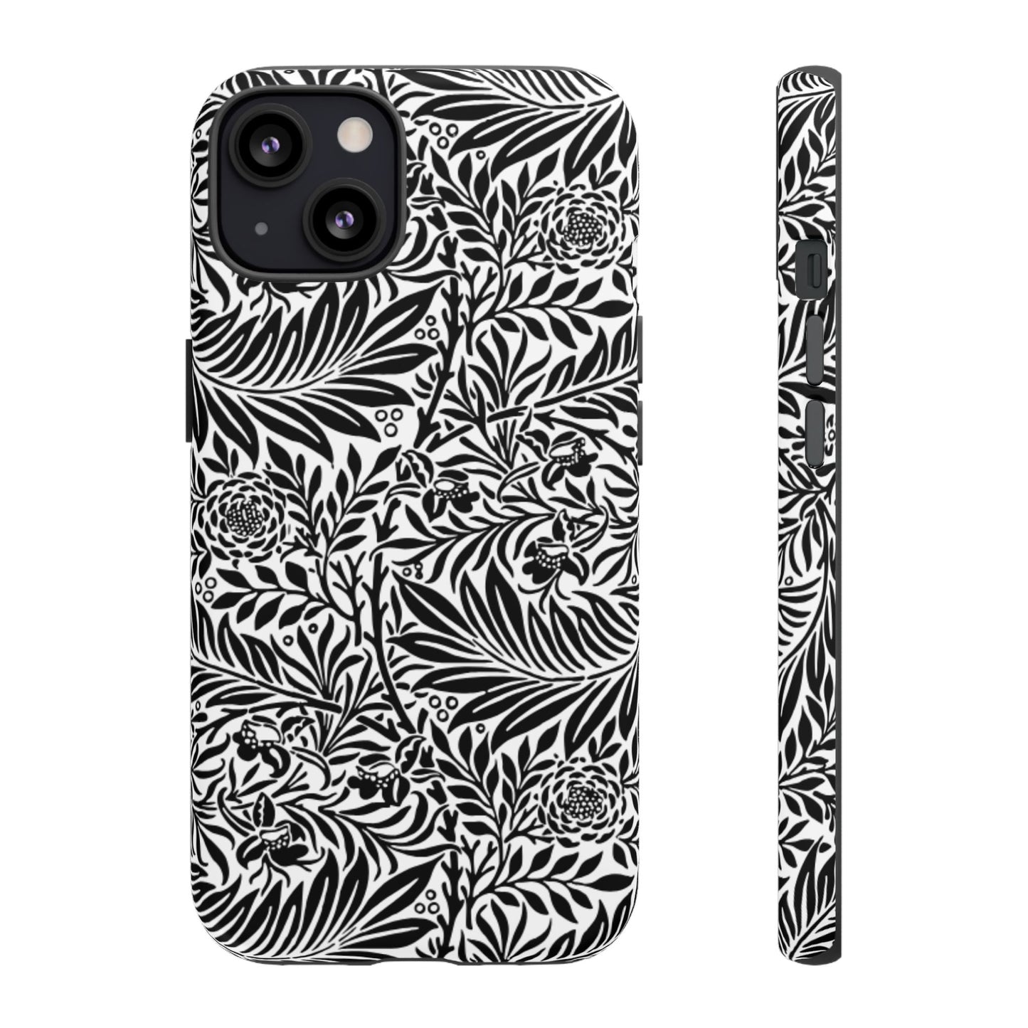 Black and White Botanical Floral Tough Phone Case