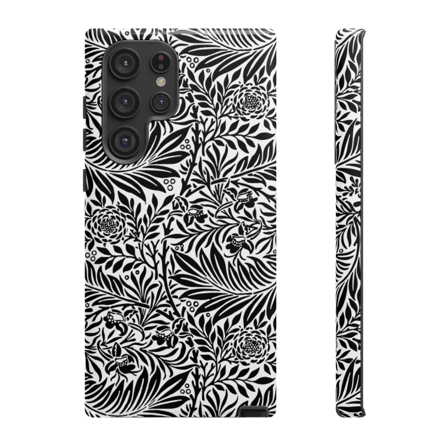 Black and White Botanical Floral Tough Phone Case