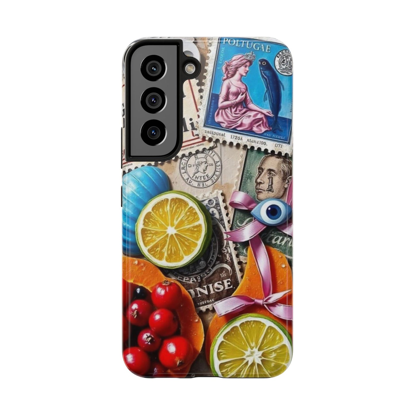 "Vibrant Collage: Travel, Culture, and Citrus Tough Phone Case"