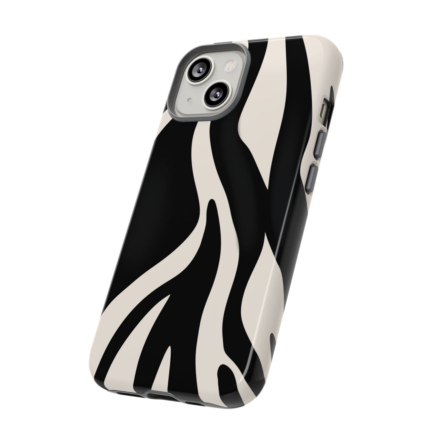 "Monochrome Waves: Zebra-Inspired Elegance Tough Case"