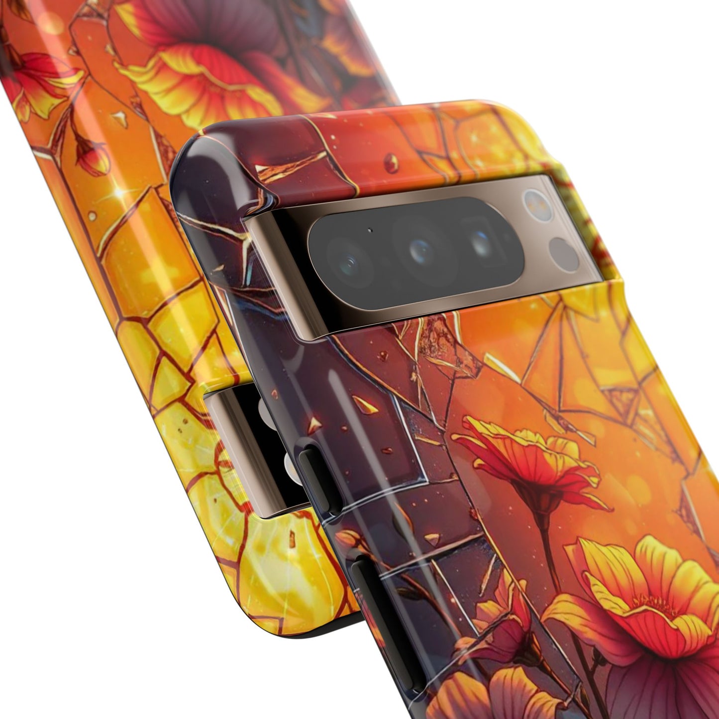 "Sunset Bloom: Shattered Glass & Floral Harmony Tough Case"