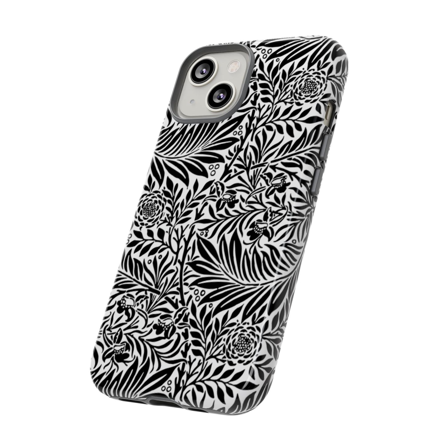 Black and White Botanical Floral Tough Phone Case