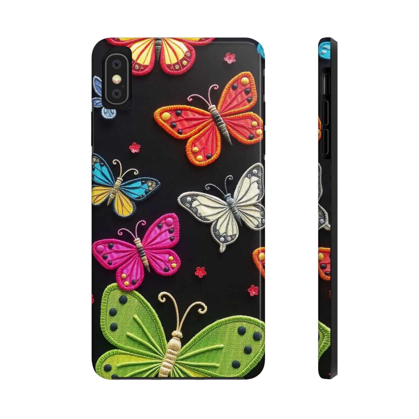 Vibrant Embroidered Butterflies Phone Case