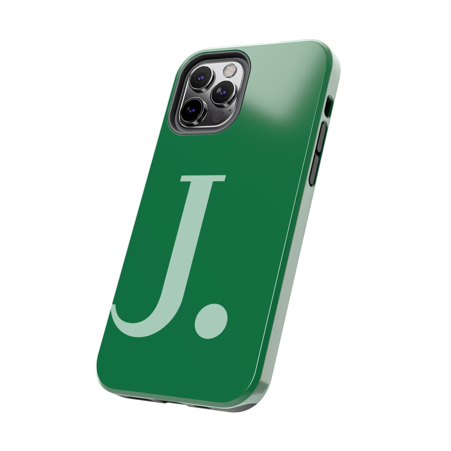 "Bold Minimalist Monogram: Custom Green Initial Tough Phone Case"