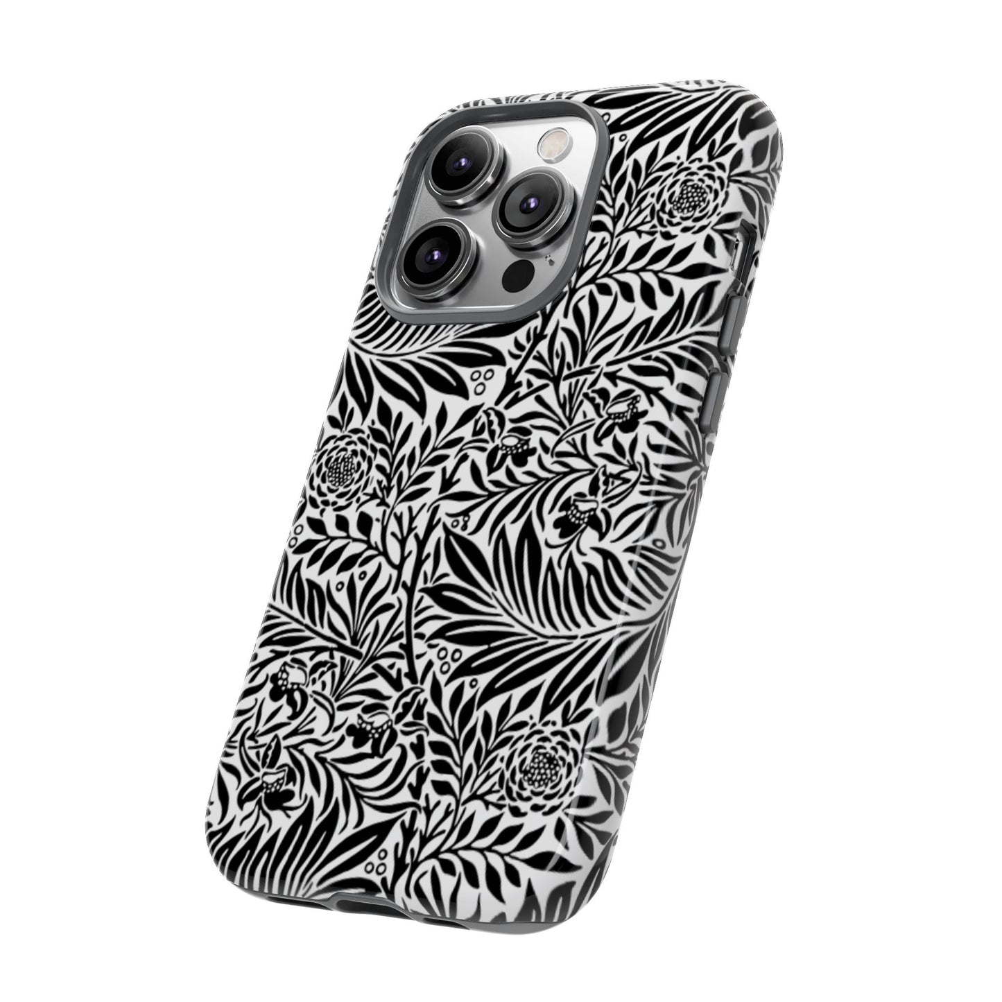 Black and White Botanical Floral Tough Phone Case