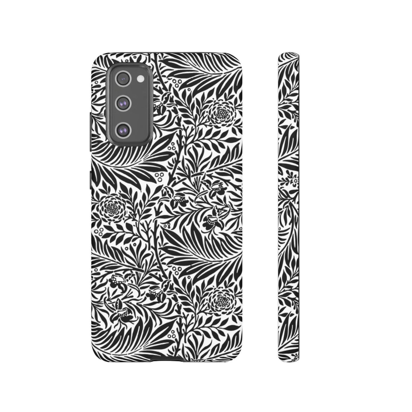 Black and White Botanical Floral Tough Phone Case