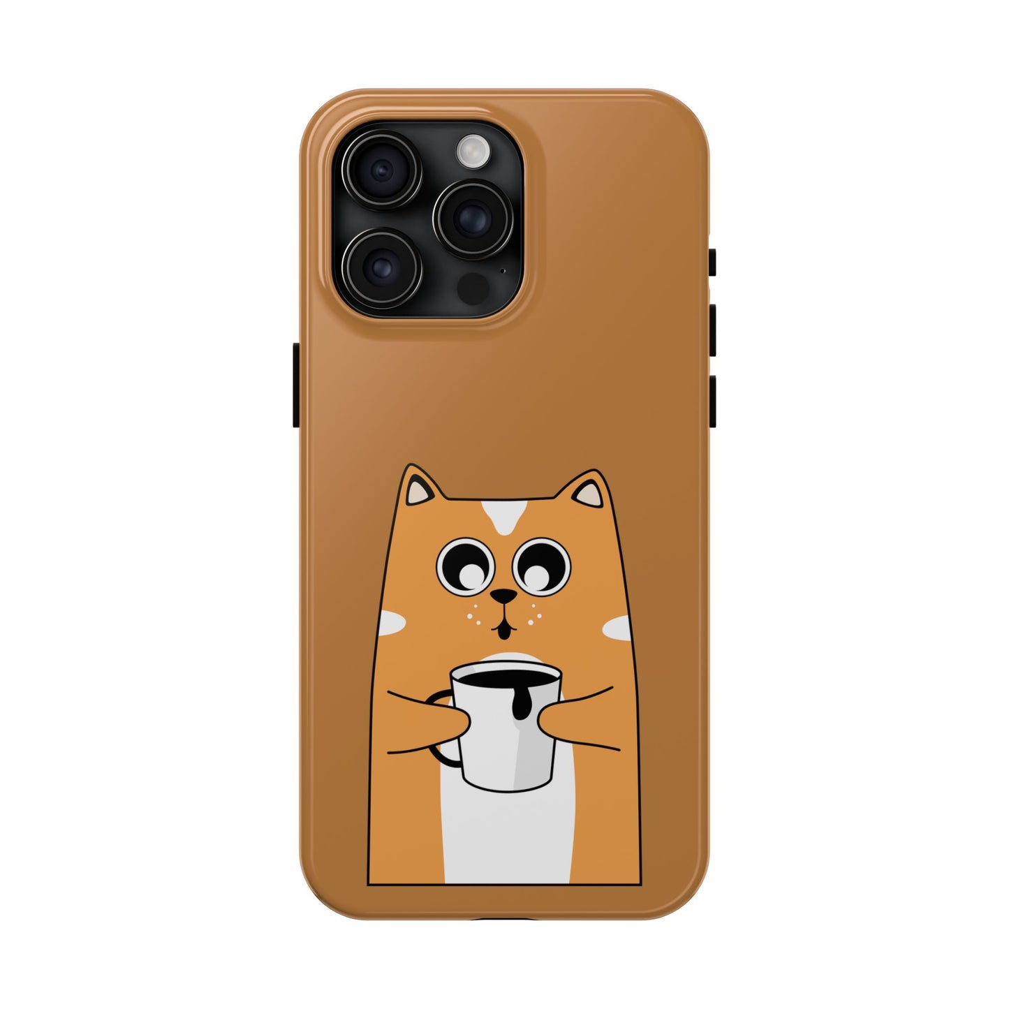 "Coffee Cat Tough Phone Case - Cute & Caffeinated Design"