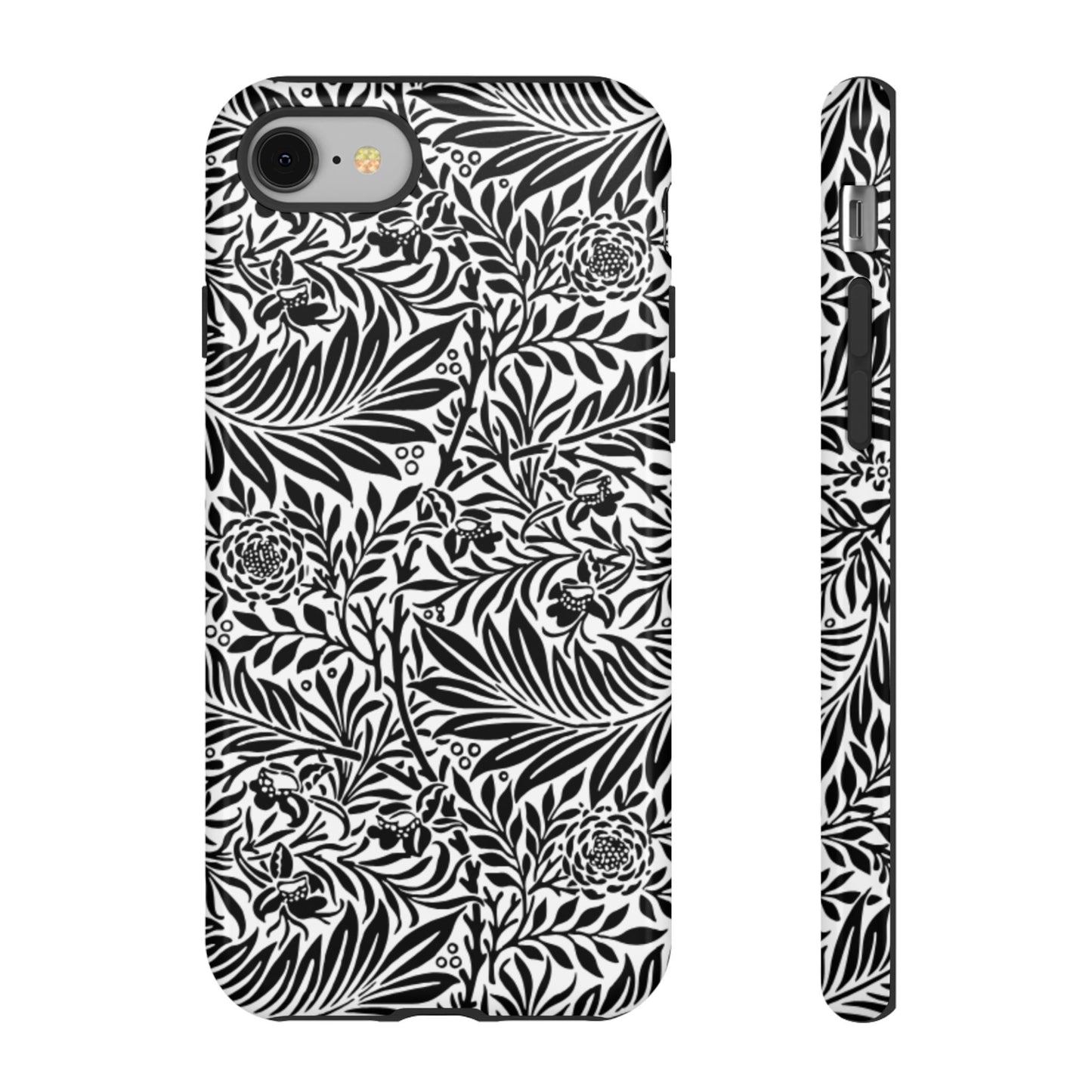 Black and White Botanical Floral Tough Phone Case