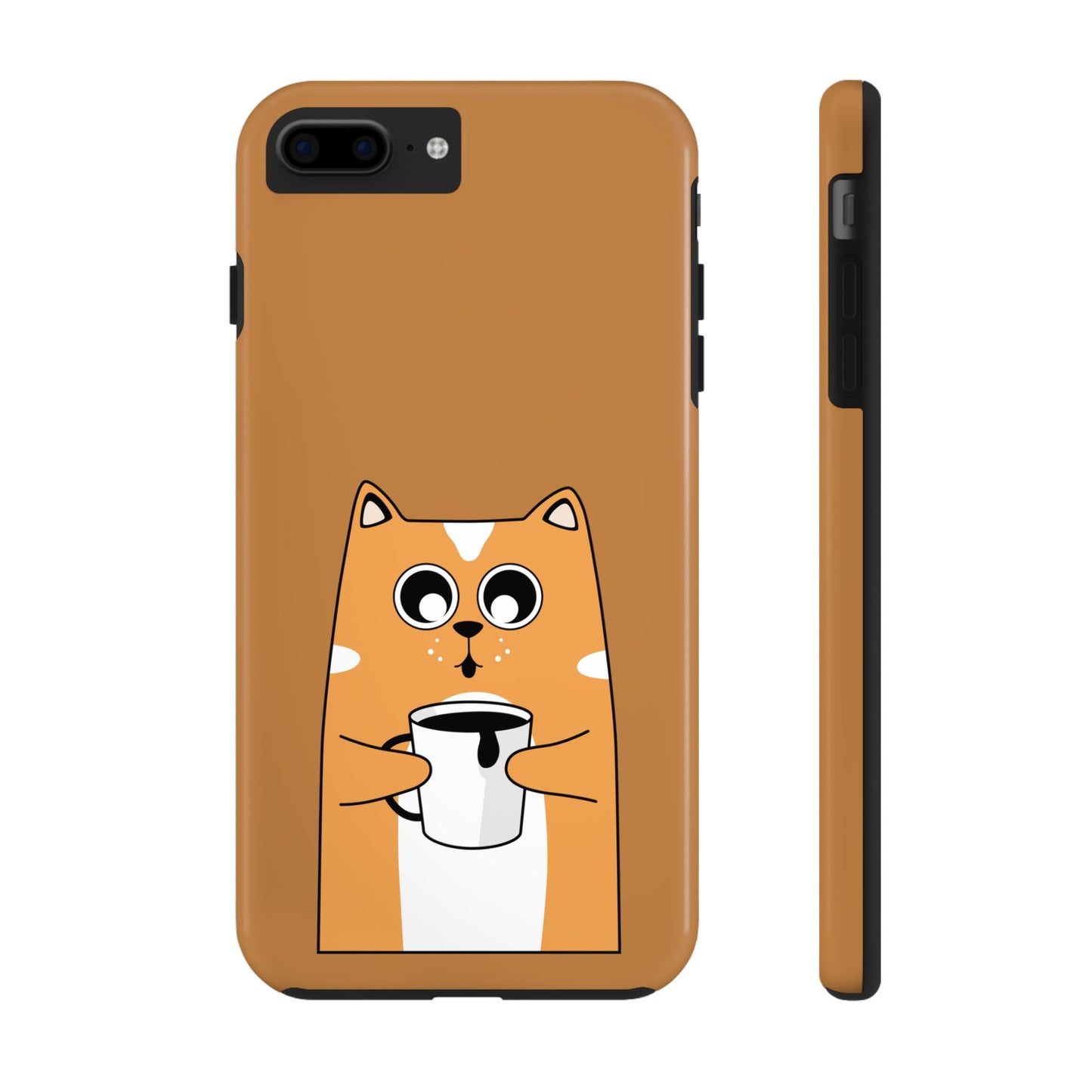 "Coffee Cat Tough Phone Case - Cute & Caffeinated Design"