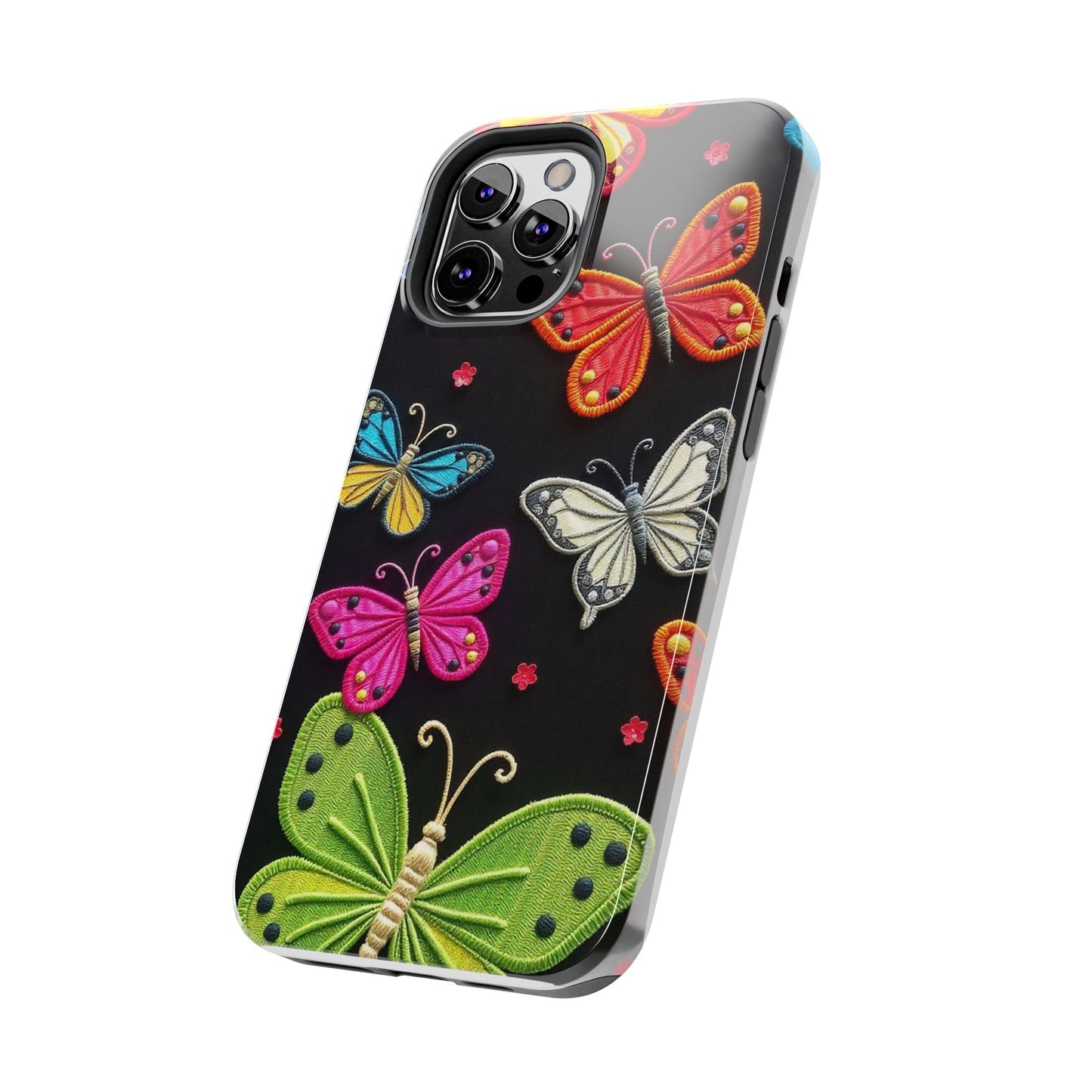 Vibrant Embroidered Butterflies Phone Case