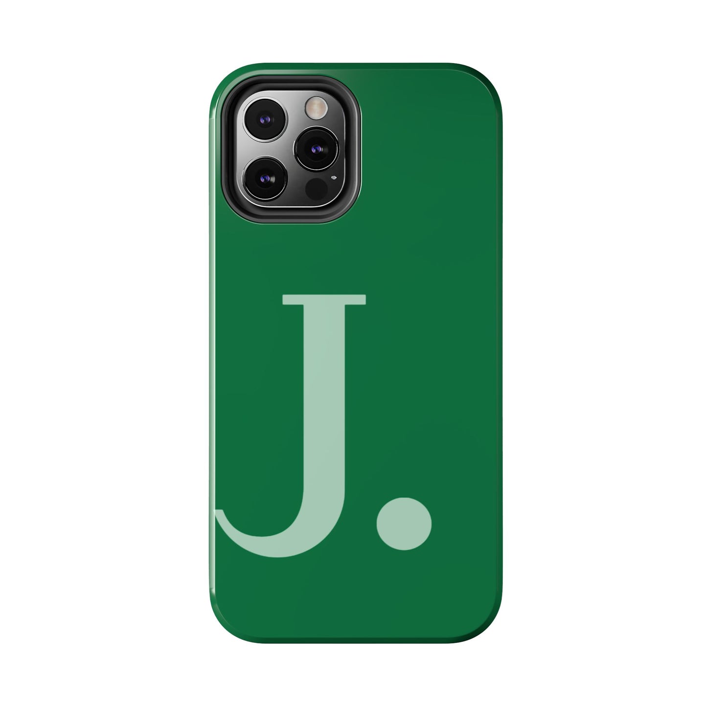 "Bold Minimalist Monogram: Custom Green Initial Tough Phone Case"