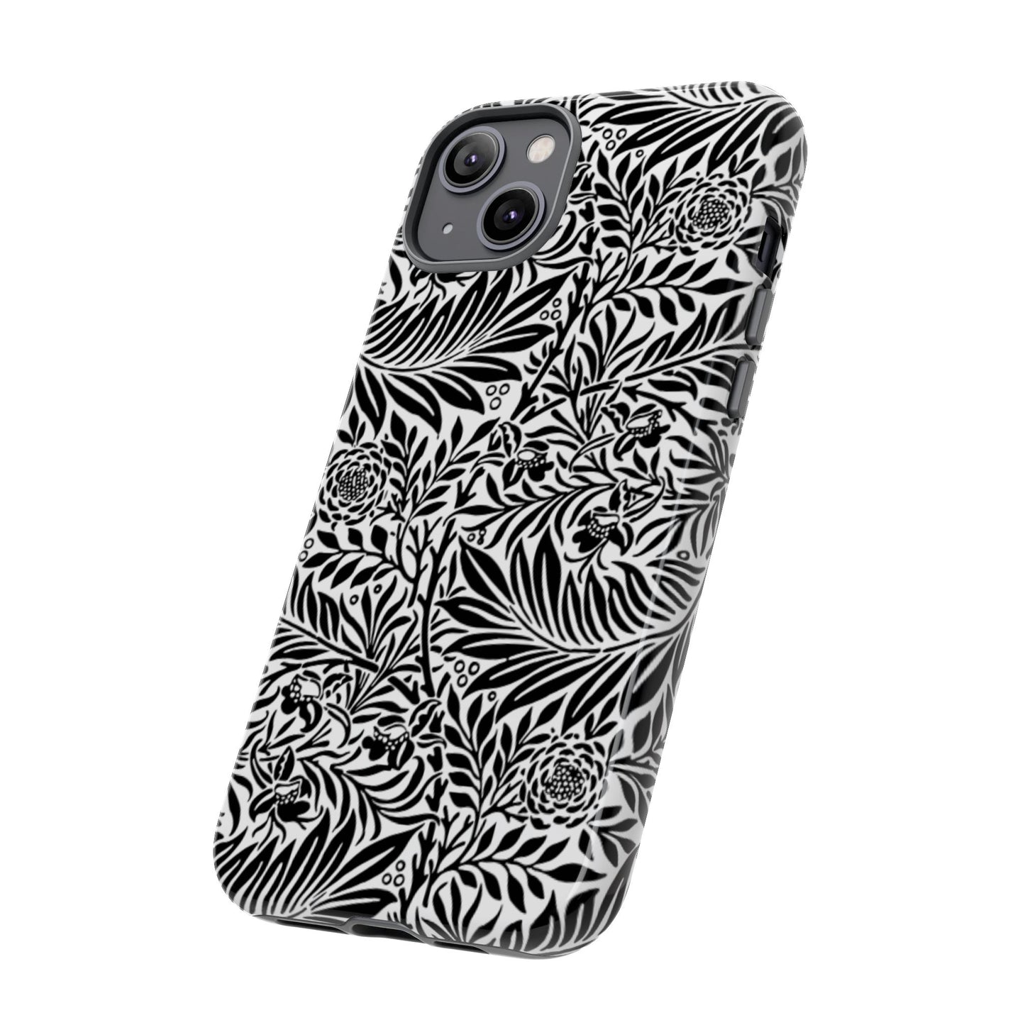 Black and White Botanical Floral Tough Phone Case