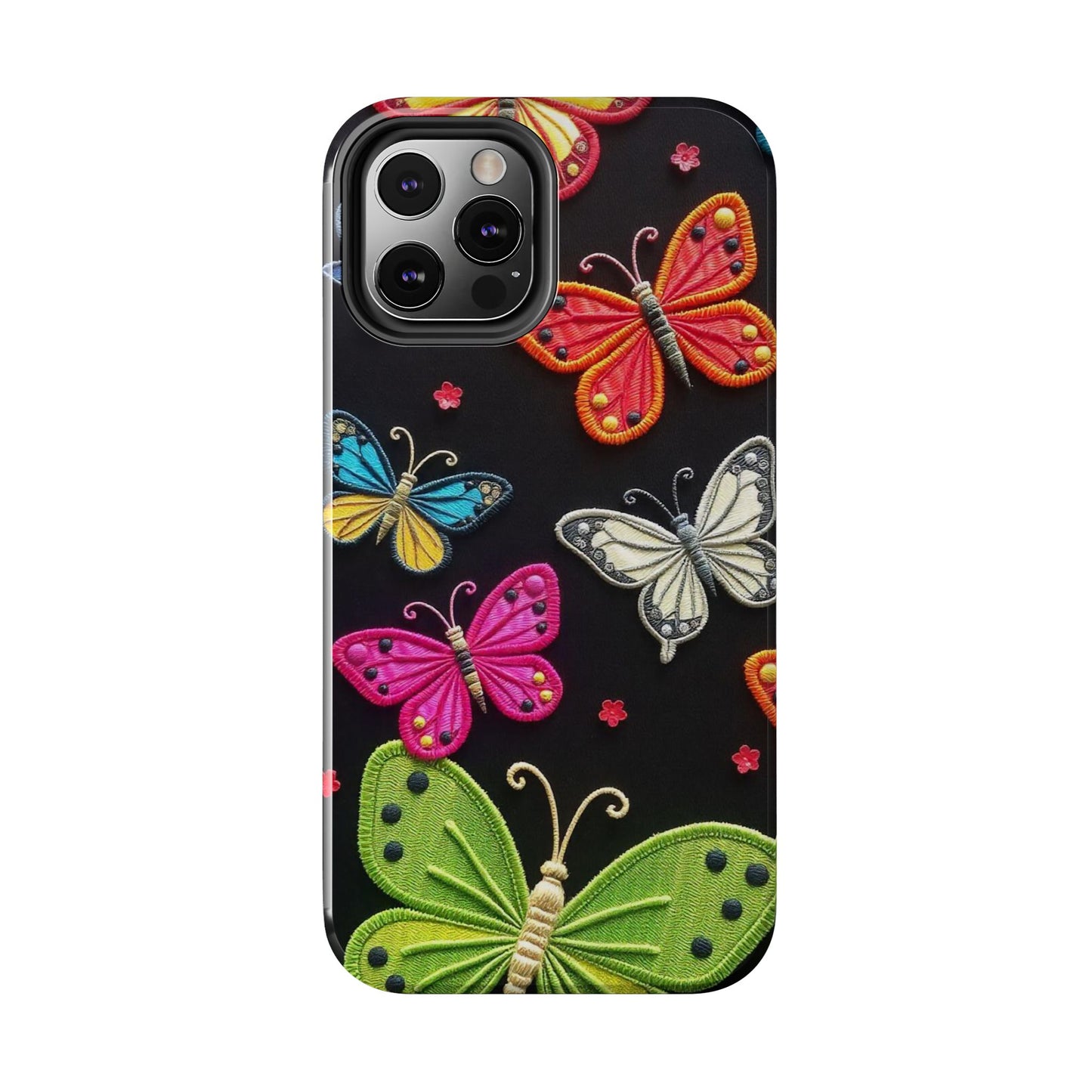 Vibrant Embroidered Butterflies Phone Case