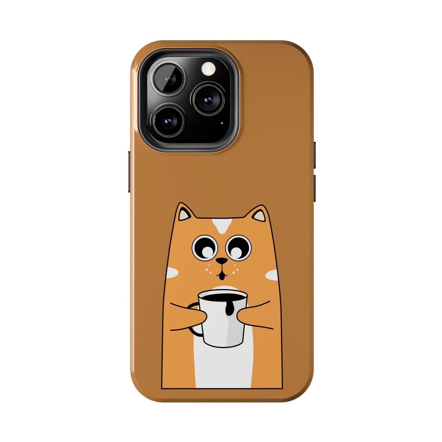 "Coffee Cat Tough Phone Case - Cute & Caffeinated Design"