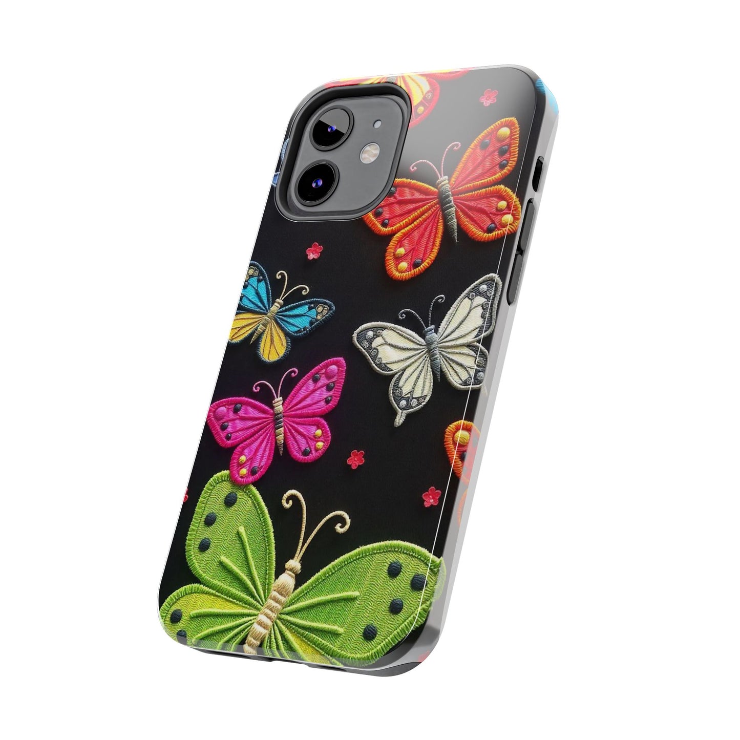 Vibrant Embroidered Butterflies Phone Case