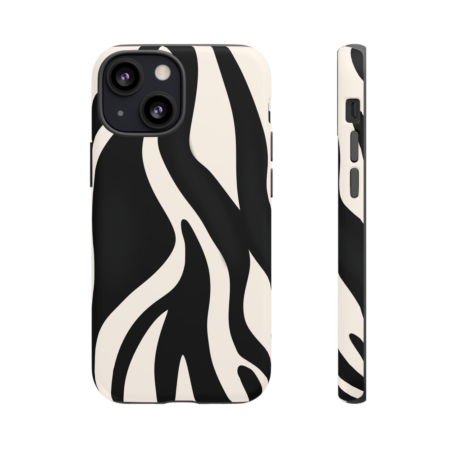 "Monochrome Waves: Zebra-Inspired Elegance Tough Case"