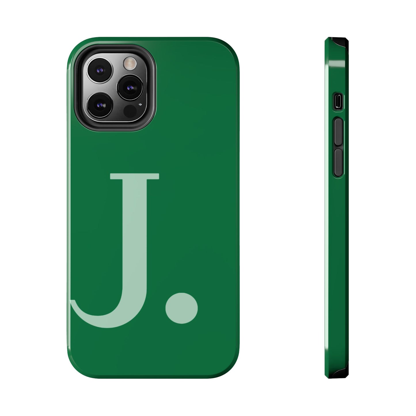 "Bold Minimalist Monogram: Custom Green Initial Tough Phone Case"