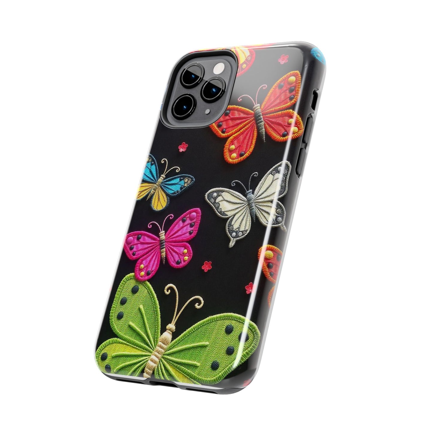 Vibrant Embroidered Butterflies Phone Case