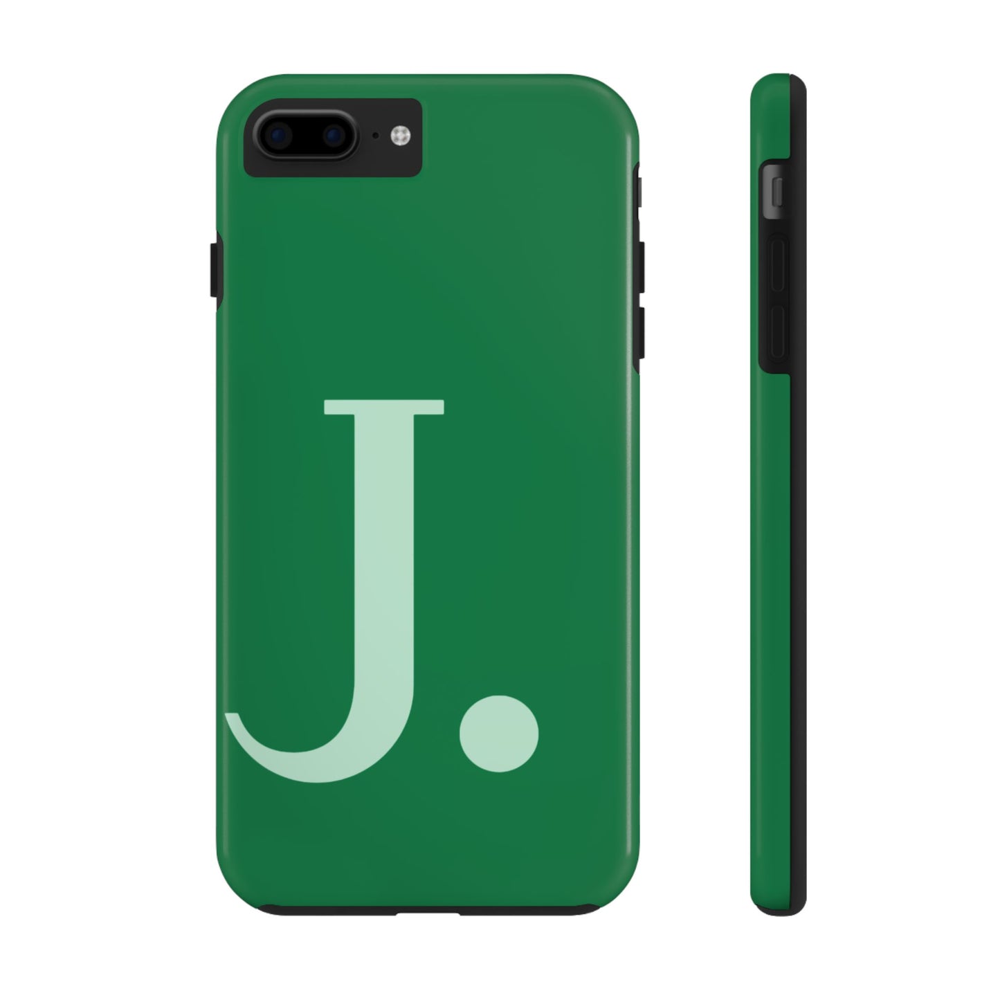 "Bold Minimalist Monogram: Custom Green Initial Tough Phone Case"