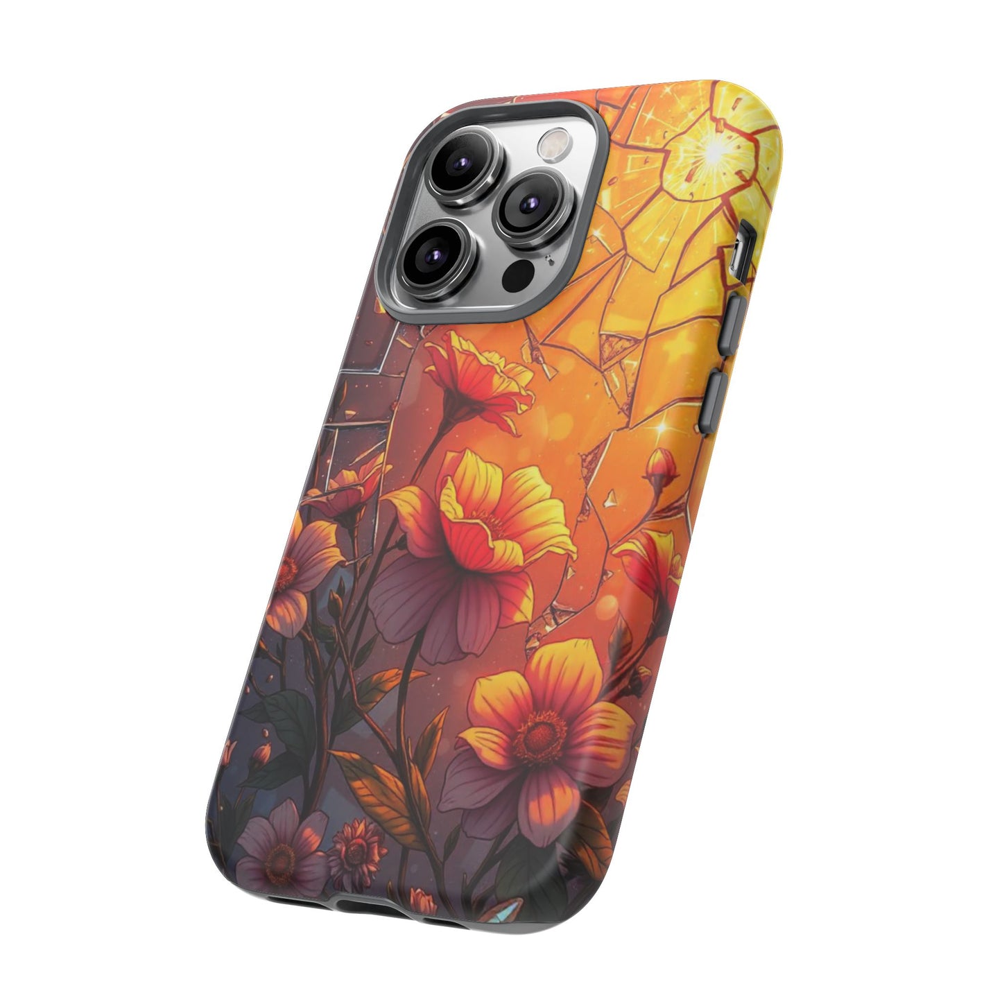 "Sunset Bloom: Shattered Glass & Floral Harmony Tough Case"