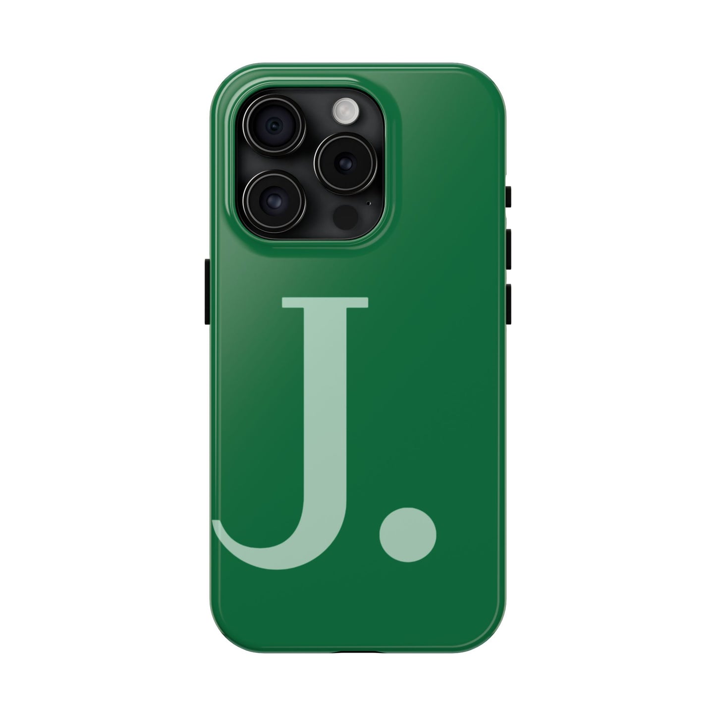 "Bold Minimalist Monogram: Custom Green Initial Tough Phone Case"