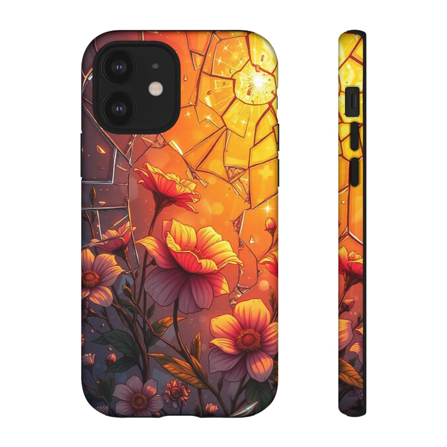 "Sunset Bloom: Shattered Glass & Floral Harmony Tough Case"