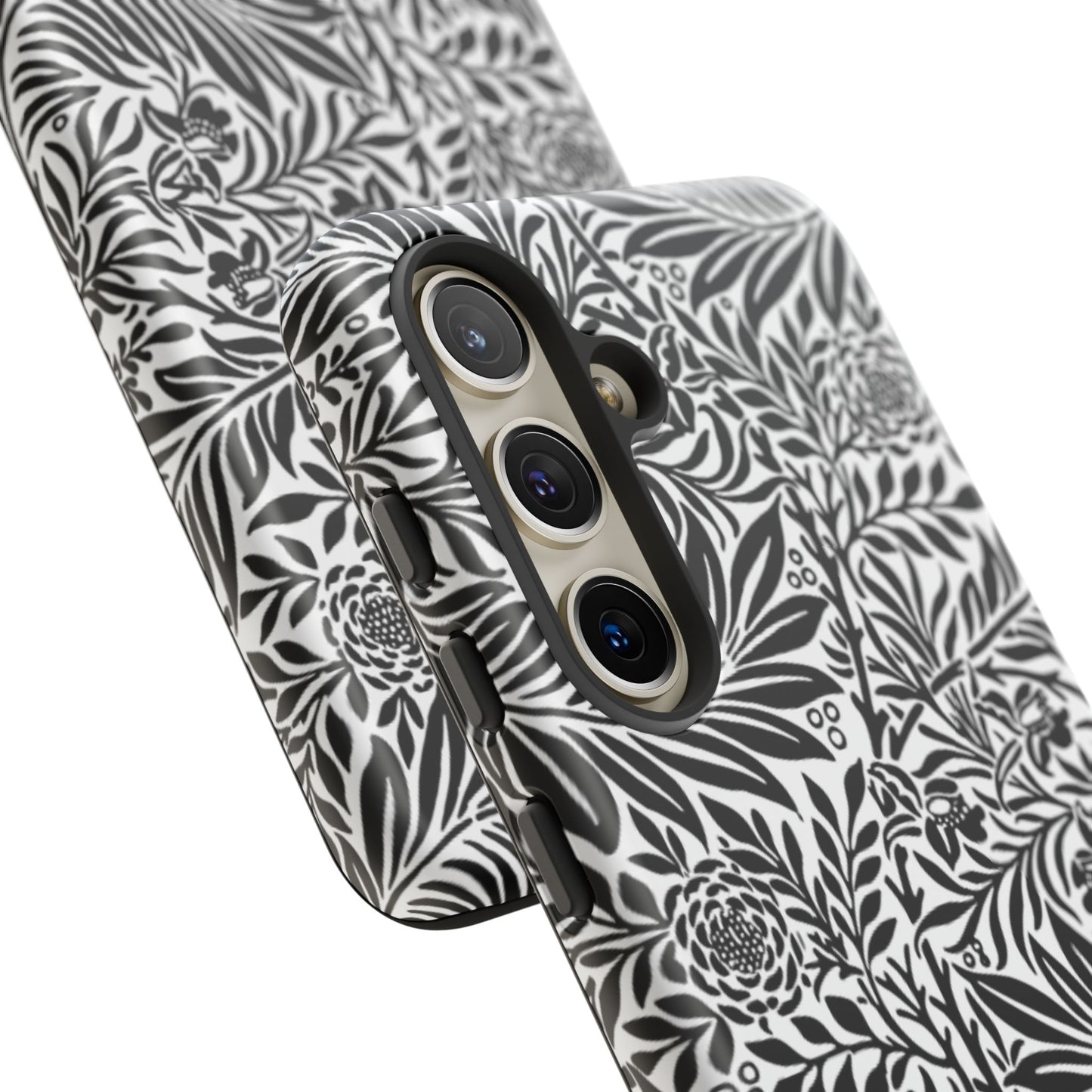 Black and White Botanical Floral Tough Phone Case