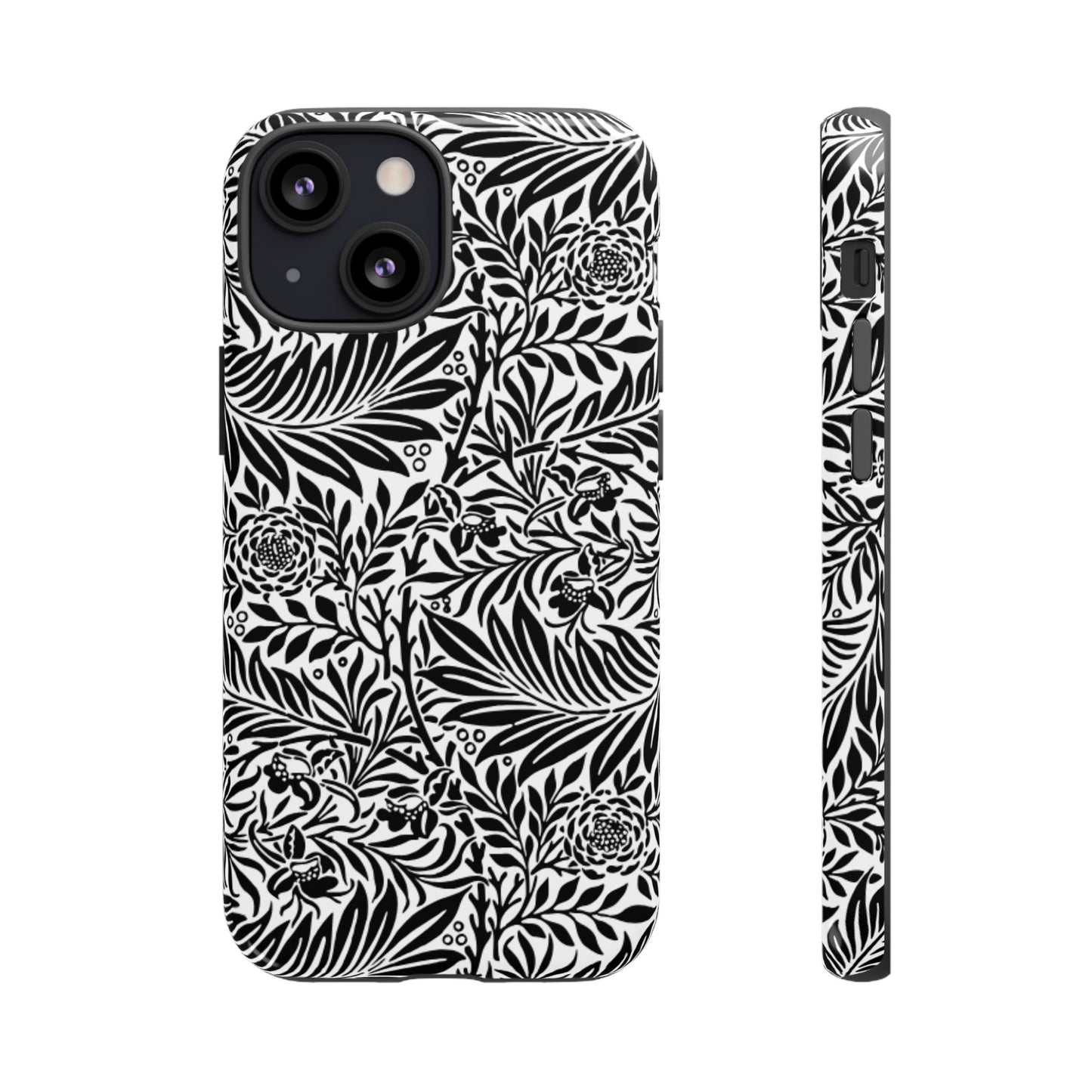 Black and White Botanical Floral Tough Phone Case