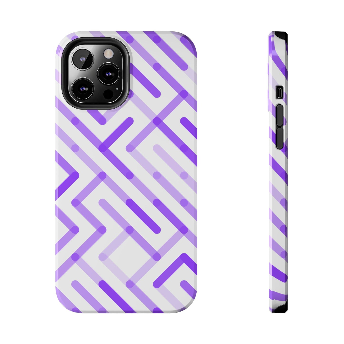 Purple Geometric Maze Tough Phone Case