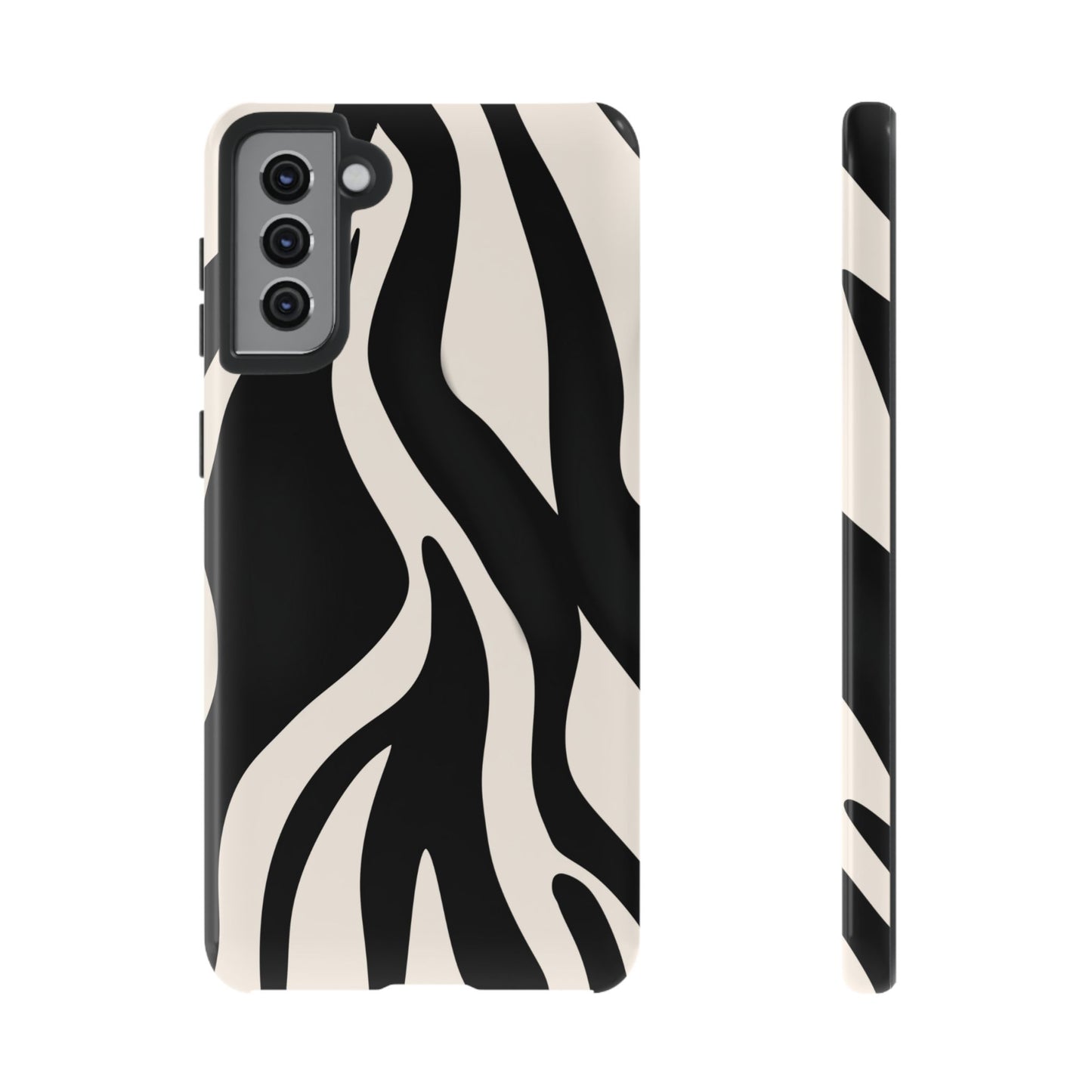 "Monochrome Waves: Zebra-Inspired Elegance Tough Case"