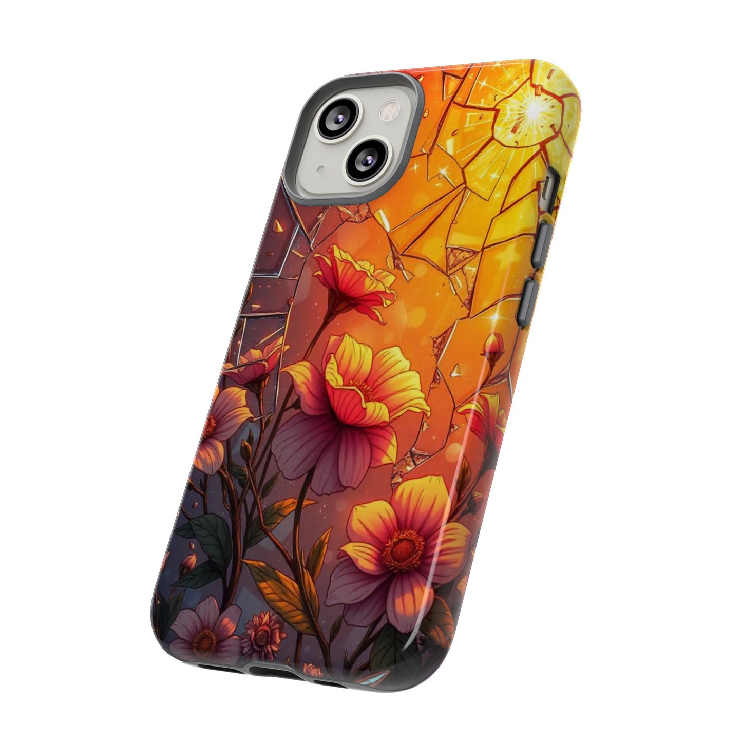 "Sunset Bloom: Shattered Glass & Floral Harmony Tough Case"